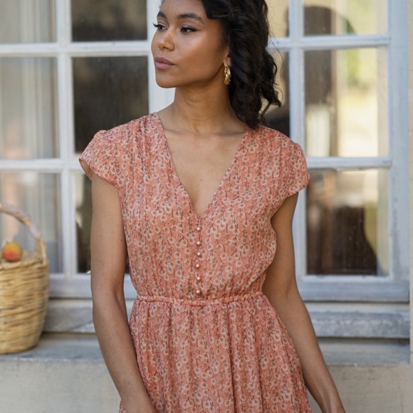 Gaala Paris Nadia Silk Retro Button Down Midi Dress, Size 38 Medium - Picture 7 of 8